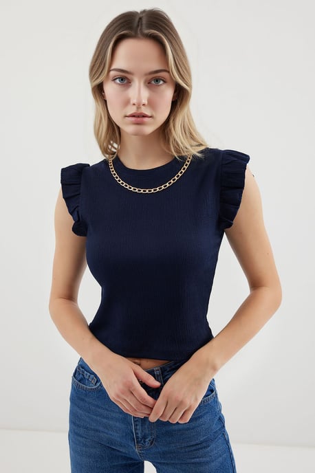 Rippenshirt ohne Ärmel mit Rundhalsausschnitt - Image 1