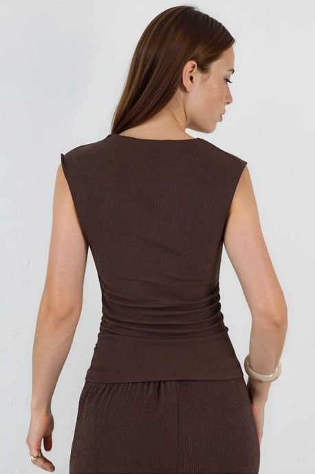 Gerippte Ärmellose Bluse mit Rundhalsausschnitt - Image 3