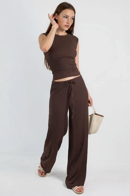 Gerippte Ärmellose Bluse mit Rundhalsausschnitt - Image 4