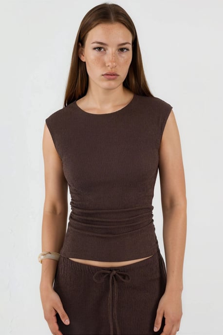 Gerippte Ärmellose Bluse mit Rundhalsausschnitt - Image 6