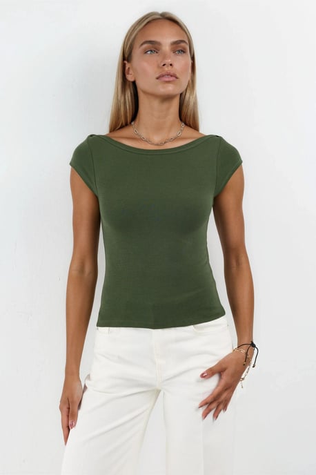 Schlanke Passform Boot-Ausschnitt Bluse - Image 6