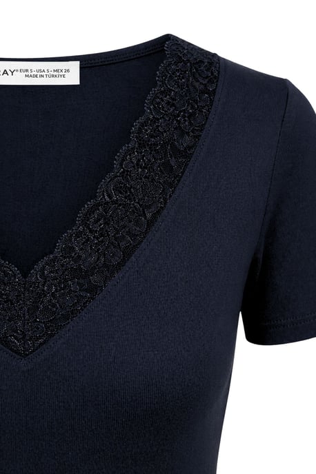 Spitzen-V-Ausschnitt Slim Fit Bluse - Image 2
