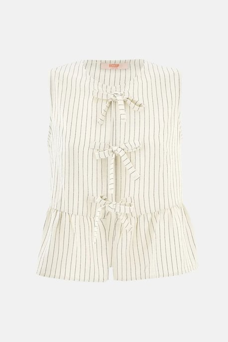 Gestreifte ärmellose Bluse mit Rundhalsausschnitt - Image 2