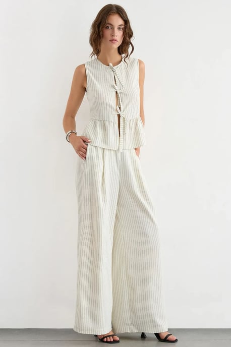 Gestreifte ärmellose Bluse mit Rundhalsausschnitt - Image 3