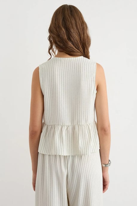 Gestreifte ärmellose Bluse mit Rundhalsausschnitt - Image 4