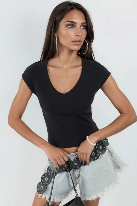 V-Ausschnitt Ripp-Bluse - Image 1