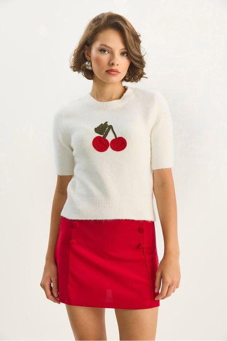 Bestickter Rundhalsausschnitt Pullover - Image 2