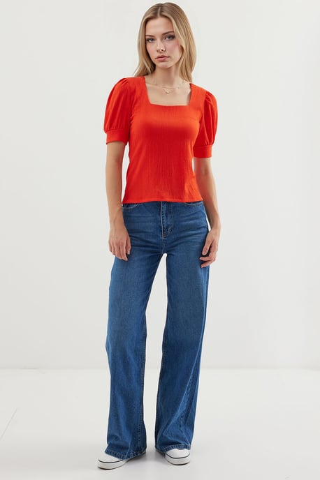 Slim Fit Quadratkragenbluse - Image 1