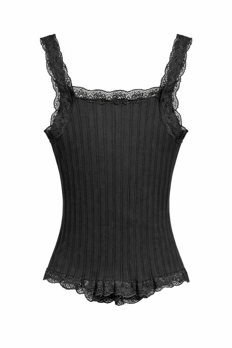 Taillierte ärmellose Spitzentop mit Rippenstruktur und Knöpfen - Image 2