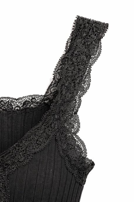 Taillierte ärmellose Spitzentop mit Rippenstruktur und Knöpfen - Image 3