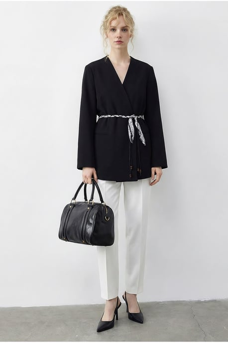 V-Ausschnitt mit Gürtel Blazer Jacke - Image 2