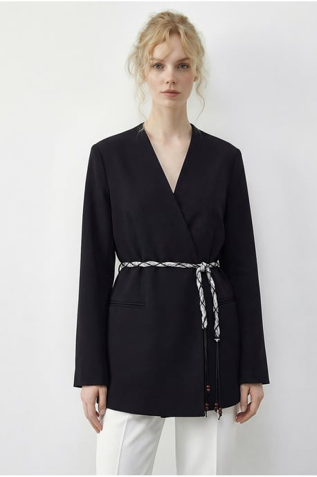 V-Ausschnitt mit Gürtel Blazer Jacke - Image 3