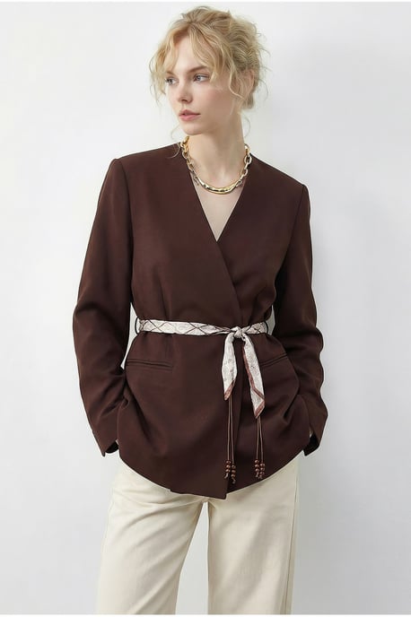 V-Ausschnitt Gürteltaschen Blazerjacke - Image 1
