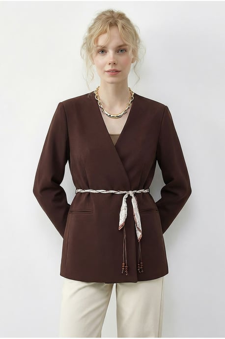 V-Ausschnitt Gürteltaschen Blazerjacke - Image 2