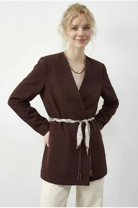 V-Ausschnitt Gürteltaschen Blazerjacke - Image 3