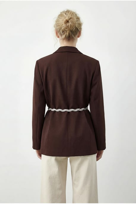 V-Ausschnitt Gürteltaschen Blazerjacke - Image 4