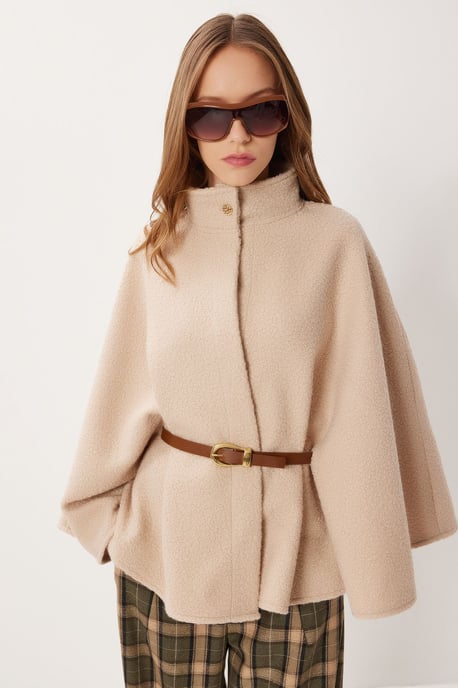 Gürtel-Gabardine Jacke im Loose Fit mit halbem Rollkragen - Image 2