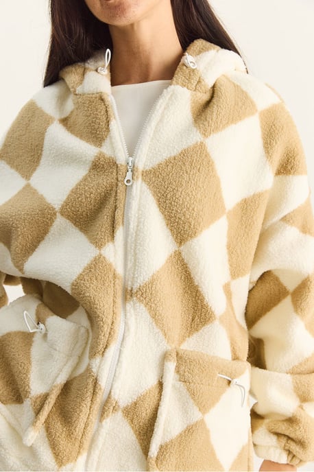Übergroße Plüschjacke mit Diamantmuster - Image 6