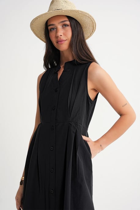 Geknöpfter Tippet-Kragen-Maxi-Kleid - Image 5