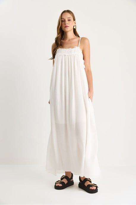 Besticktes Maxikleid mit quadratischem Kragen - Image 2