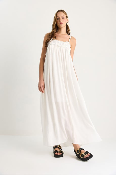Besticktes Maxikleid mit quadratischem Kragen - Image 3