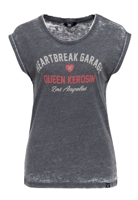 Queen Kerosin Damen Enzym Wash T-Shirt Heartbreak Garage - Image 1
