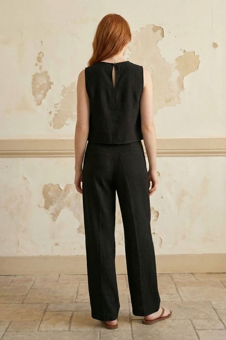 Leinenmischung Bluse & Hose Co-Ord Set mit Tasche - Image 3