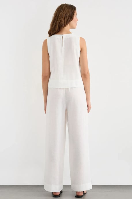 Leinengefühl Bluse & Elastischer Taillenbund Hosen Zweiteiliges Set - Image 5