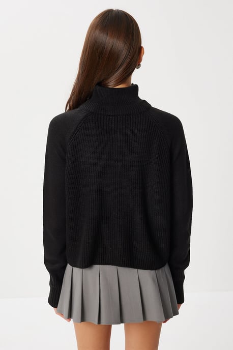 Rippstrick-Zipper-Kragenpullover - Image 5
