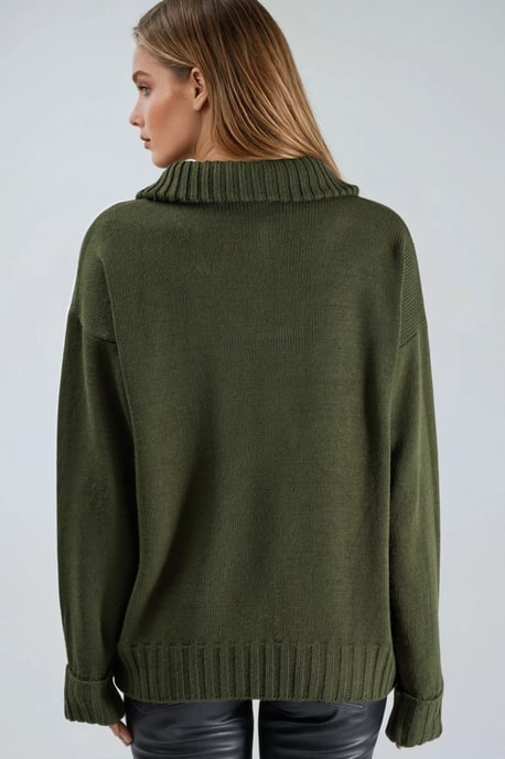 Übergroßer Rippstrickpullover mit Reißverschlusskragen - Image 3