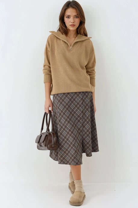 Übergroßer Rippstrickpullover mit Reißverschlusskragen - Image 4