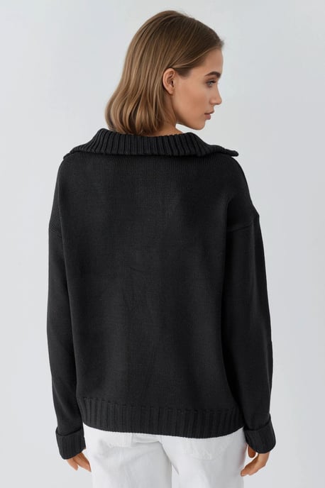 Übergroßer Rippstrickpullover mit Reißverschlusskragen - Image 2