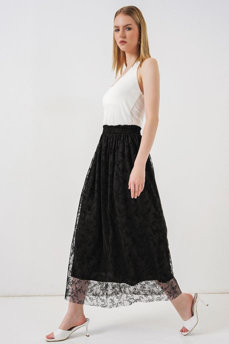 Blumiger Hoher Taillenschnitt Maxi A-Linien Rock - Image 3