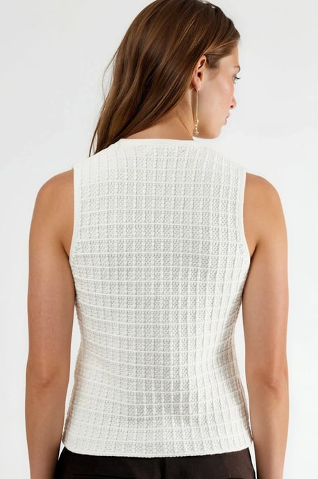 Strukturierter Strickpullover mit V-Ausschnitt und Knopfleiste - Image 3