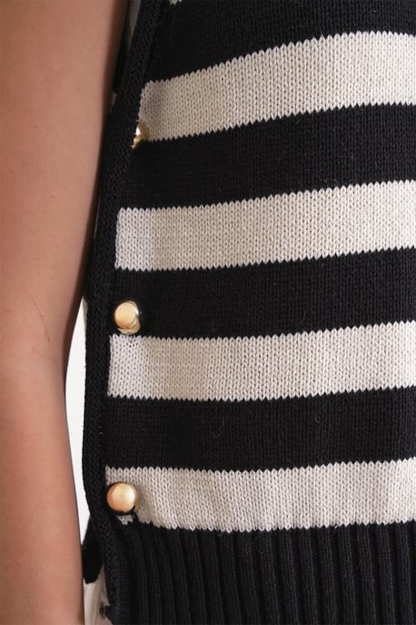 Gestreiftes Stricktop mit Knopfdetail - Image 6