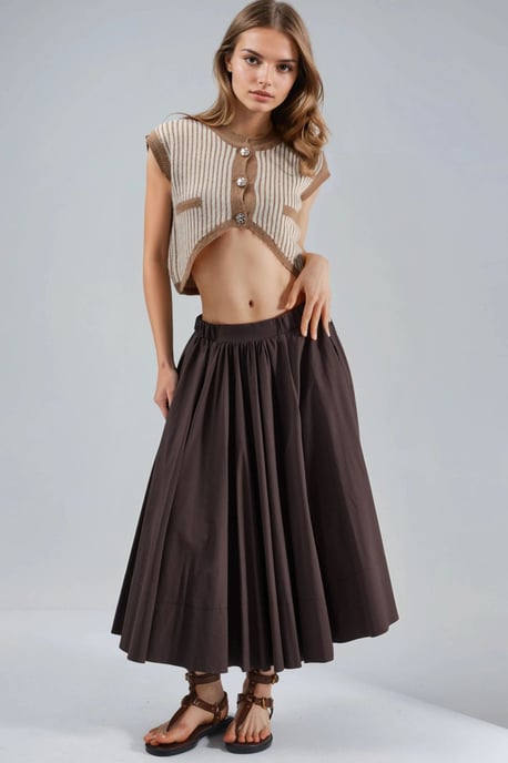 Gestreiftes Rippstrick-Crop-Top mit Knopfverschluss - Image 4