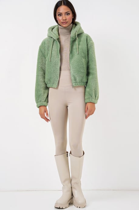 Crop Plush Zip-Front Hoodie - Image 2