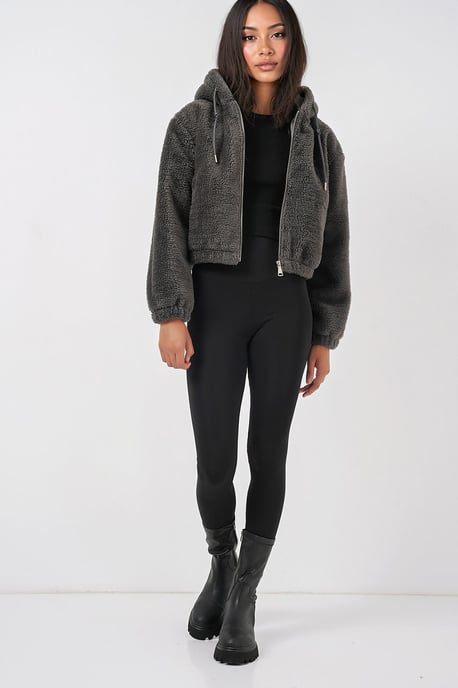 Crop Plüsch Zip-Front Hoodie - Image 3