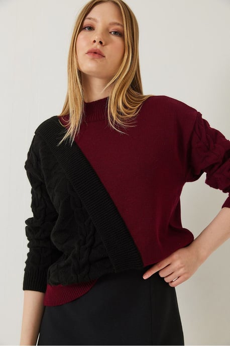 Gemusterter halber Rollkragen-Ripp-Strickpullover - Image 4