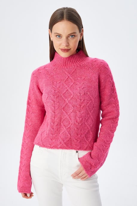 Rippstrick-Pullover mit Argyle-Muster und halbem Stehkragen - Image 3