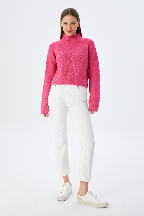 Rippstrick-Pullover mit Argyle-Muster und halbem Stehkragen - Image 4