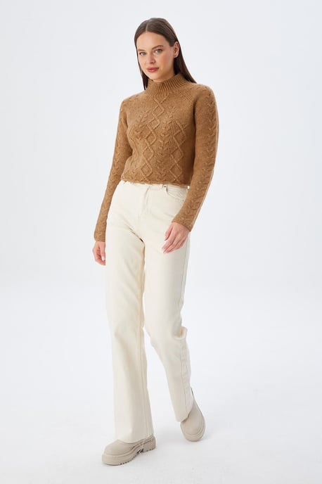 Rippstrick-Pullover mit Argyle-Muster und halbem Stehkragen - Image 4