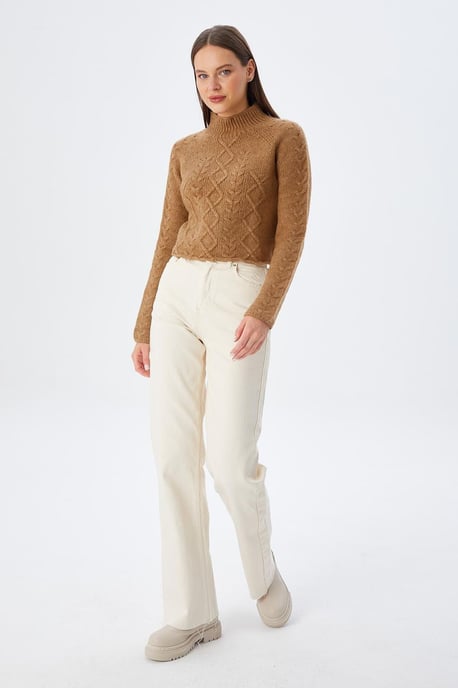Rippstrick-Pullover mit Argyle-Muster und halbem Stehkragen - Image 6