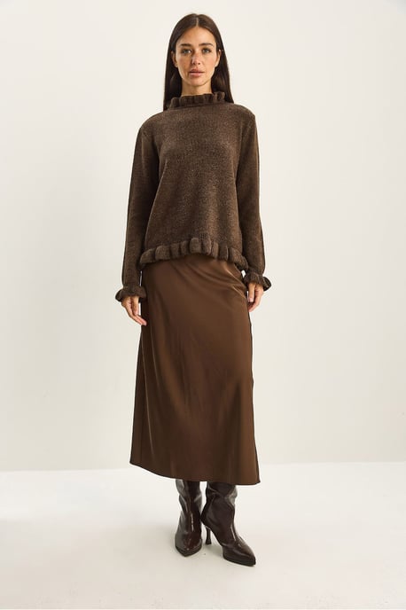 Rüschen-Halbkragen-Knopfstrickpullover - Image 2