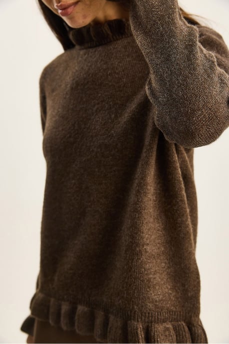 Rüschen-Halbkragen-Knopfstrickpullover - Image 6