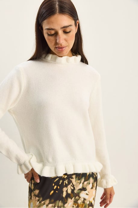 Rüschengestrickter Halbturtleneck-Pullover mit Knöpfen - Image 5