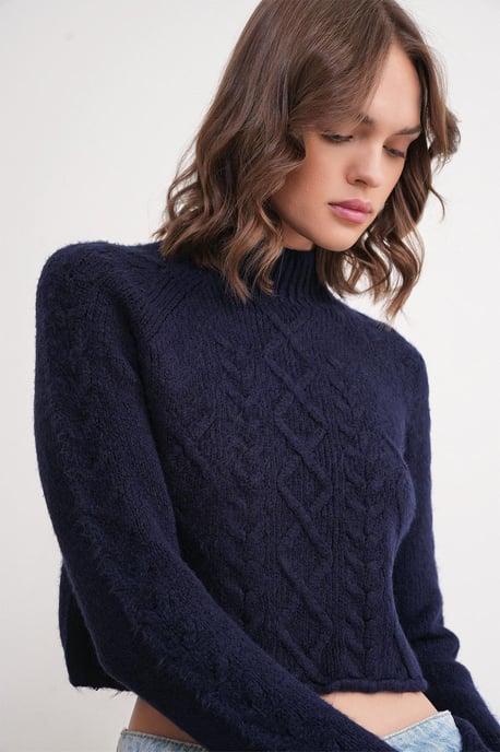 Rippstrick-Pullover mit Argyle-Muster und halbem Stehkragen - Image 4