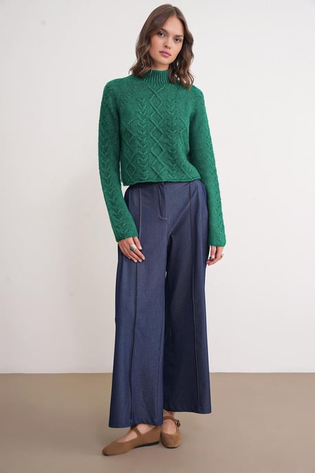 Rippstrick-Pullover mit Argyle-Muster und halbem Stehkragen - Image 2