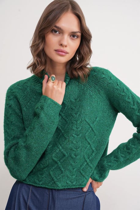 Rippstrick-Pullover mit Argyle-Muster und halbem Stehkragen - Image 3