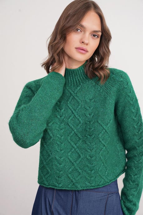 Rippstrick-Pullover mit Argyle-Muster und halbem Stehkragen - Image 4